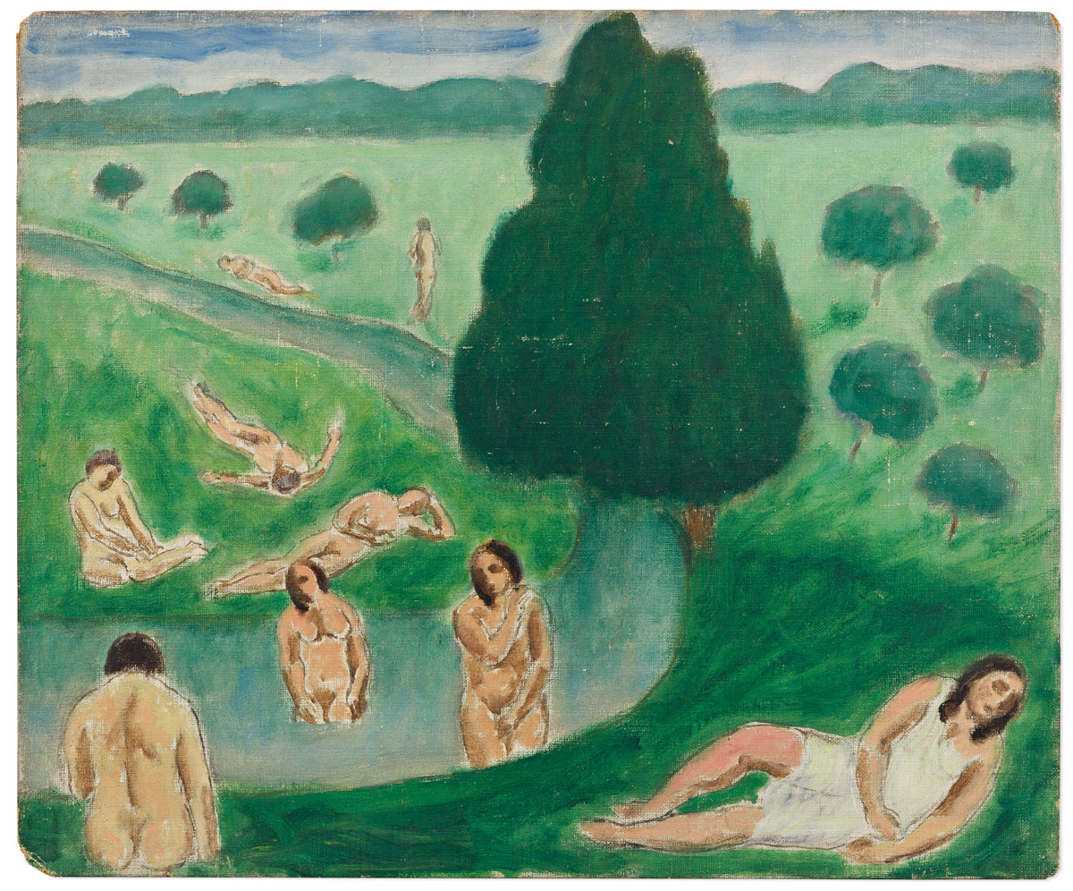 ABRAHAM WALKOWITZ (1878-1965) Bathers in a Landscape.